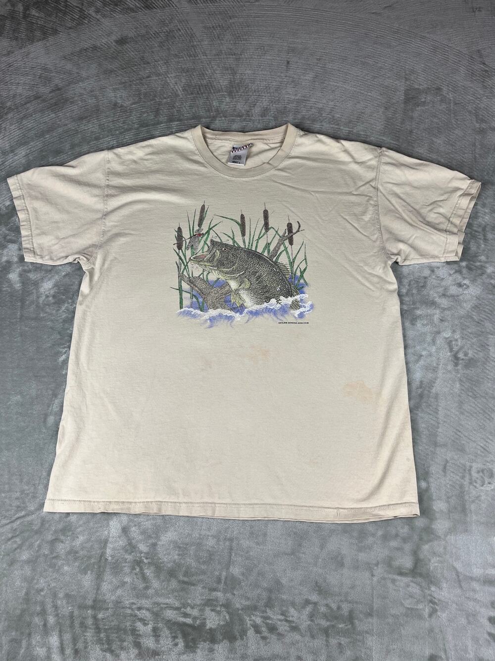 Vintage 90s Sonoma Bass Fishing Graphic Tee Cream L